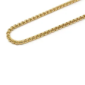 Stainless Steel Long Box Chain Necklace Gold Plated