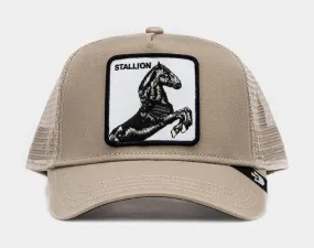 Stallion Trucker Hat - Khaki/Black - 14x14 Size