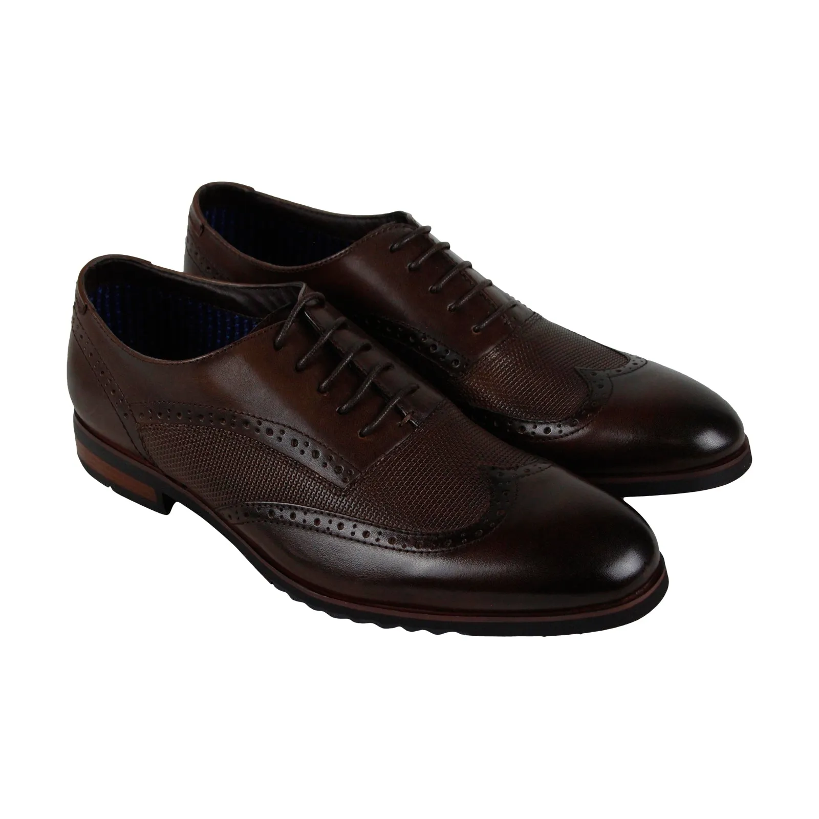 Steve Madden Brown Leather Lace Up Wingtip Oxford Shoes for Men