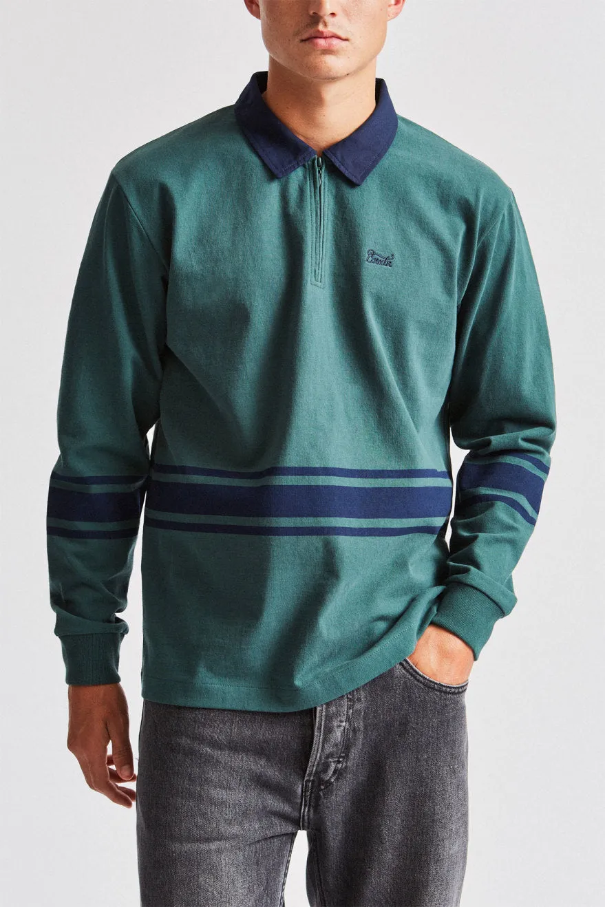 Stith 1/4 Zip Polo - Emerald/Washed Navy