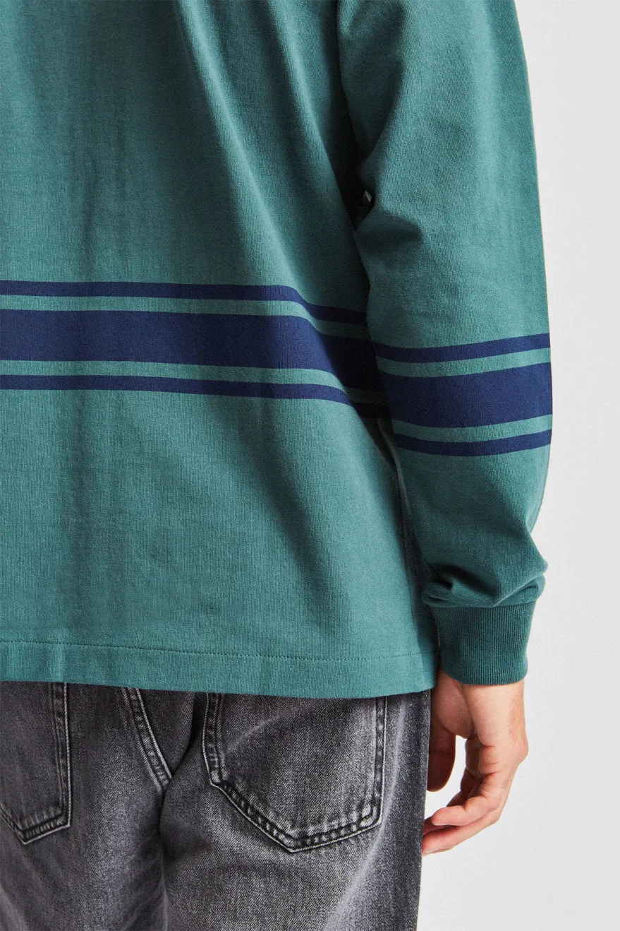 Stith 1/4 Zip Polo - Emerald/Washed Navy