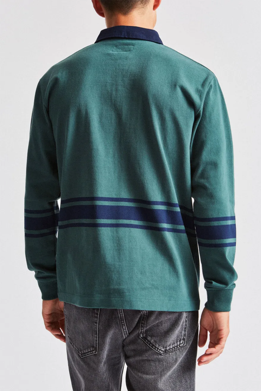 Stith 1/4 Zip Polo - Emerald/Washed Navy