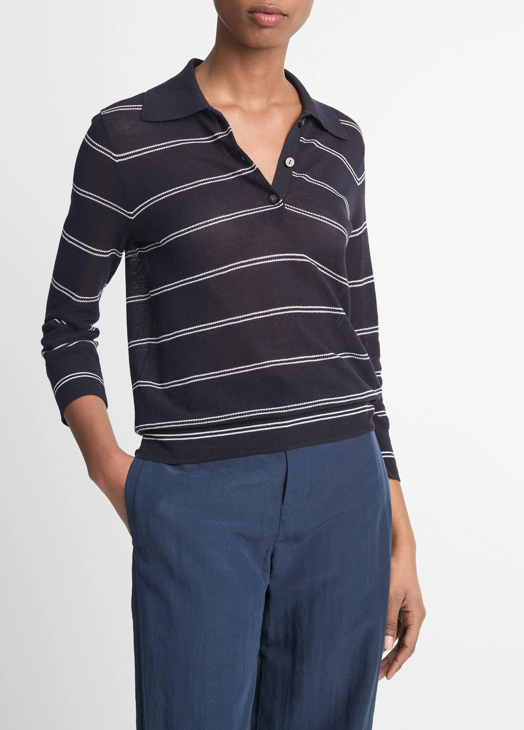 Striped Italian Cotton Piqué Polo Shirt