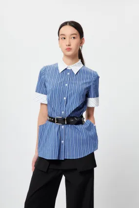 Striped structural waistline shirt