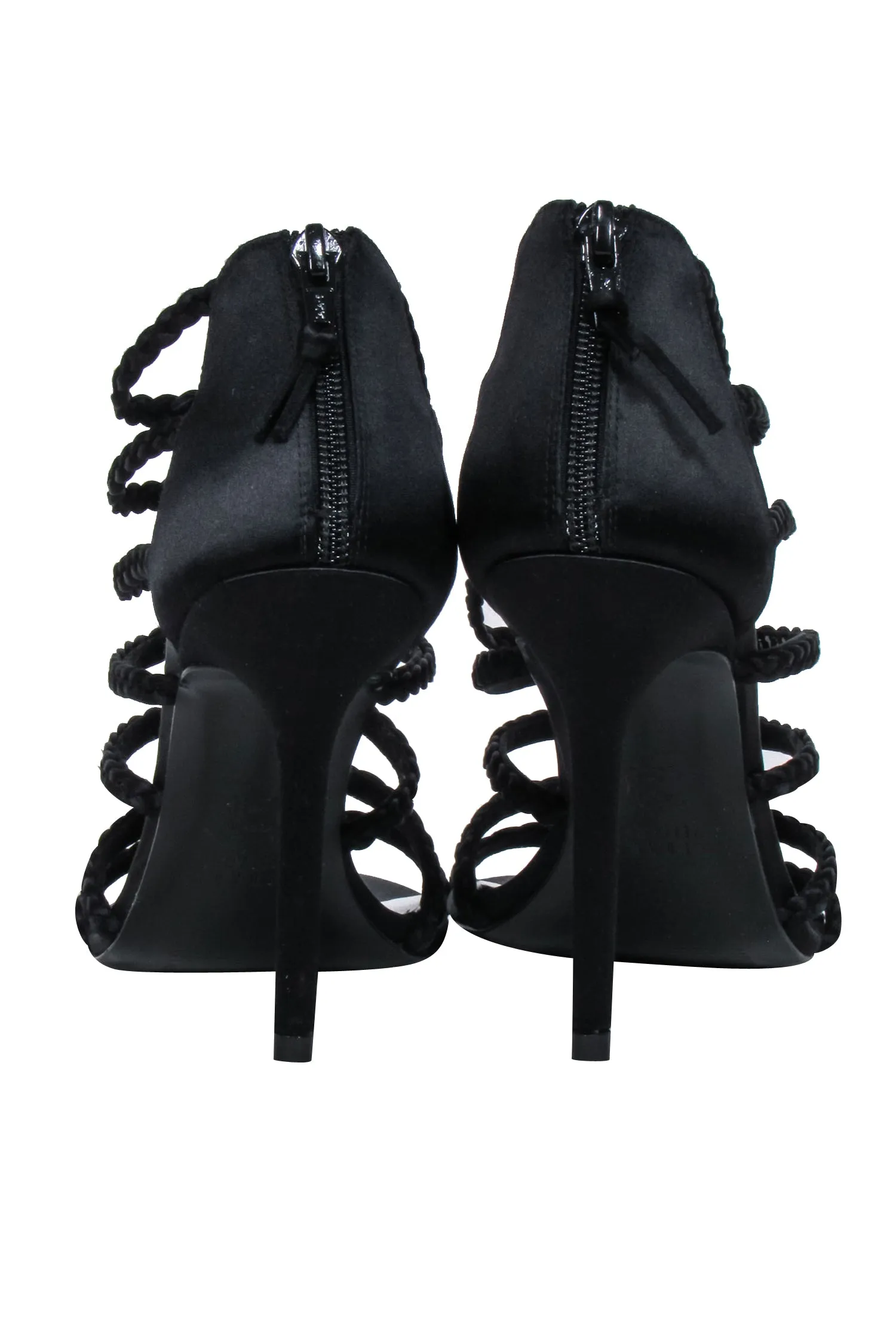 Stuart Weitzman - Black Braided Strappy Sandal Heels Sz 8