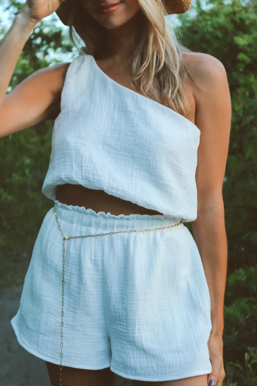 SUNDRENCHED ONE SHOULDER SHORT SET