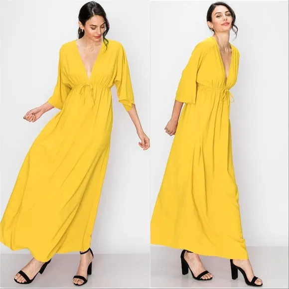 Yellow Empire Waist Maxi Dress - Sunny Day