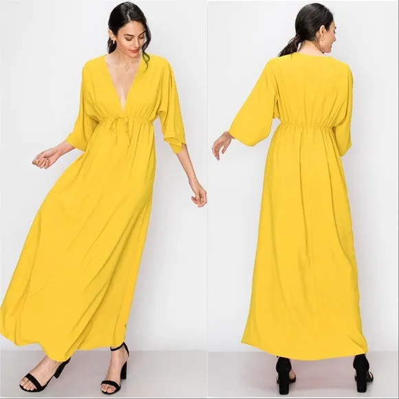 Yellow Empire Waist Maxi Dress - Sunny Day