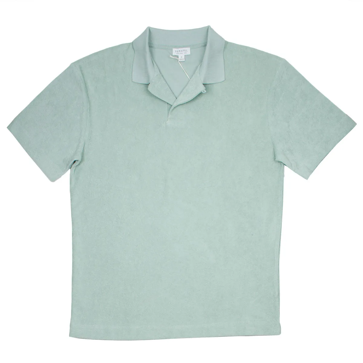 Dusky Green Sunspel Short Sleeve Terry Polo