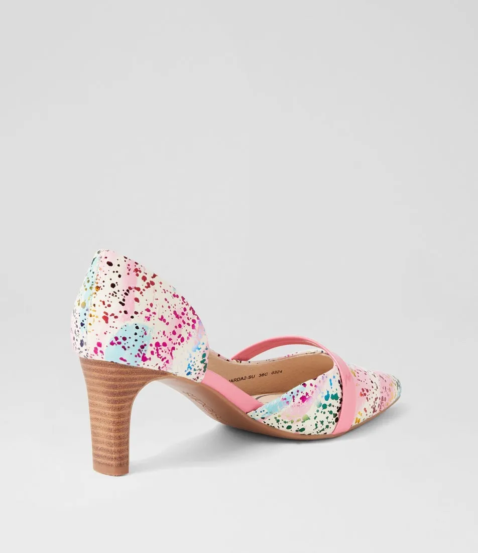 SUPERSOFT Narda2 White Crazy Dot Pink Leather Patent Heels