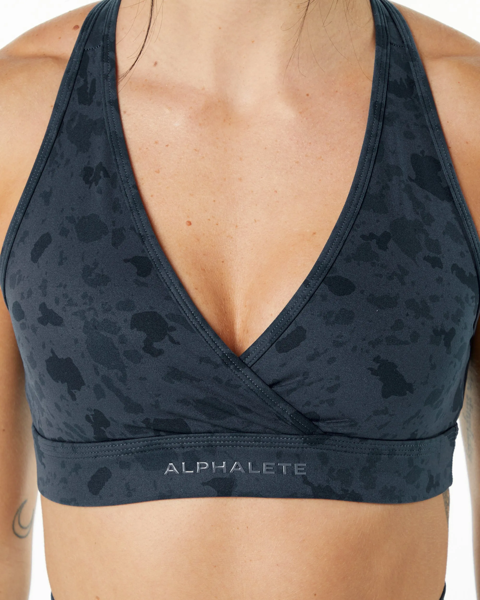 Whale Blue Pebble Print Surface Wrap Bra