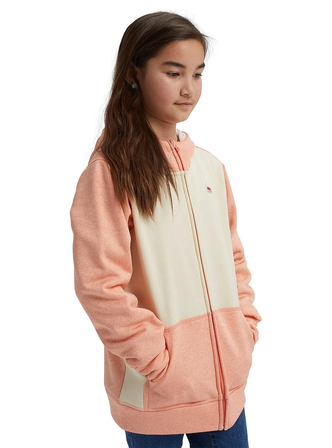 sweatshirt Burton Oak Zip - Pink Dahlia Heather/Créme Brulée Heather - unisex junior