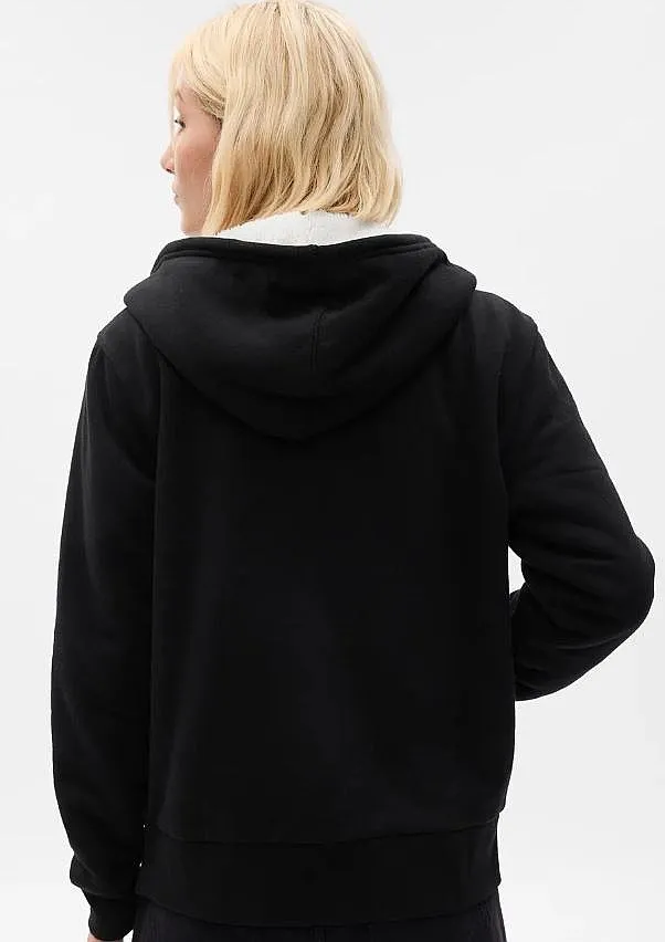 sweatshirt GAP V-Frch Exc Logo Sherpa Zip - True Black - women´s