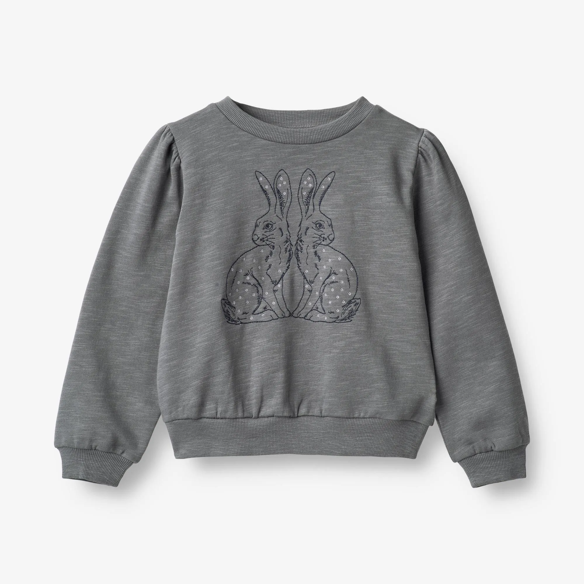 Sweatshirt Rabbitfriends Embroidery - autumn sky