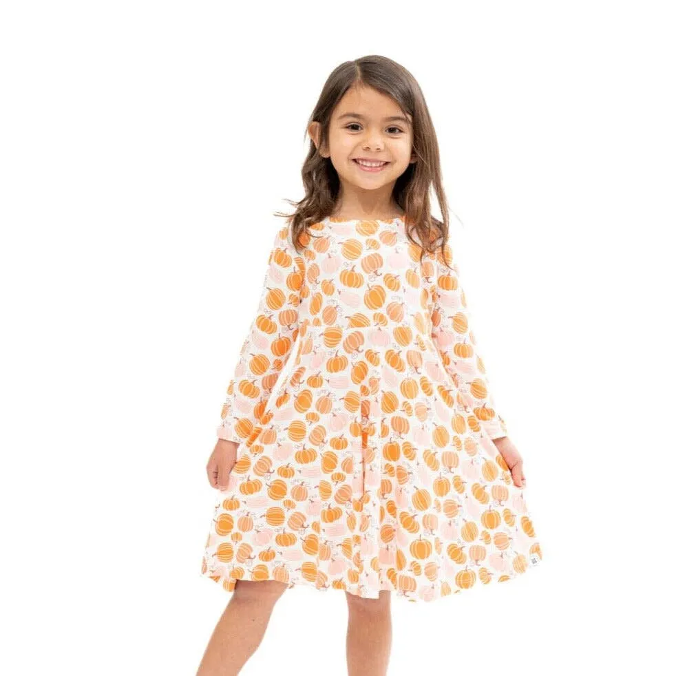 Swirly Girl Dress - Pumpkin