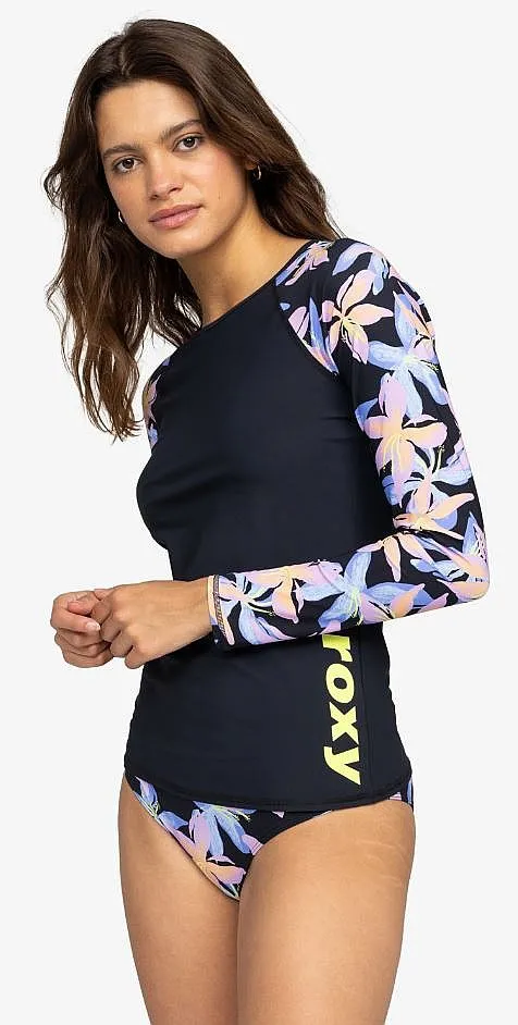 T-Shirt Roxy Active Lycra Printed 2 LS - KVJ8/Anthracite Kiss - women´s