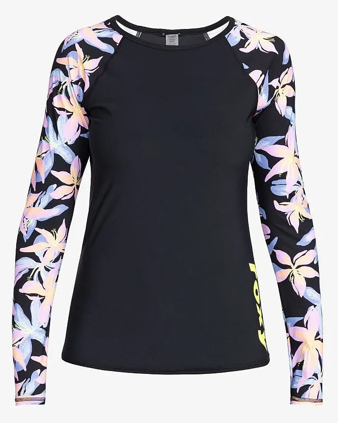 T-Shirt Roxy Active Lycra Printed 2 LS - KVJ8/Anthracite Kiss - women´s