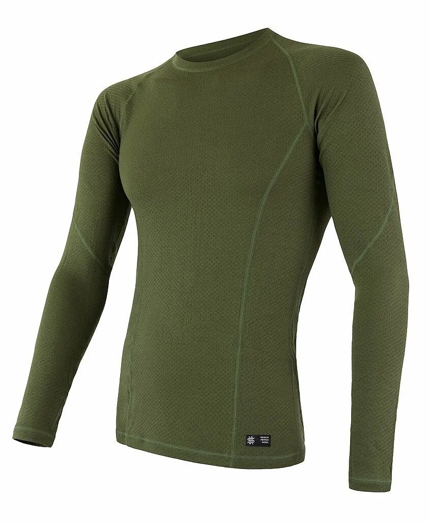 T-Shirt Sensor Merino DF LS - Safari Green - men´s