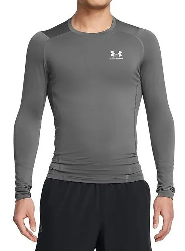 T-Shirt Under Armour HeatGear Armour Comp LS - Gray/Carbon Heather - men´s