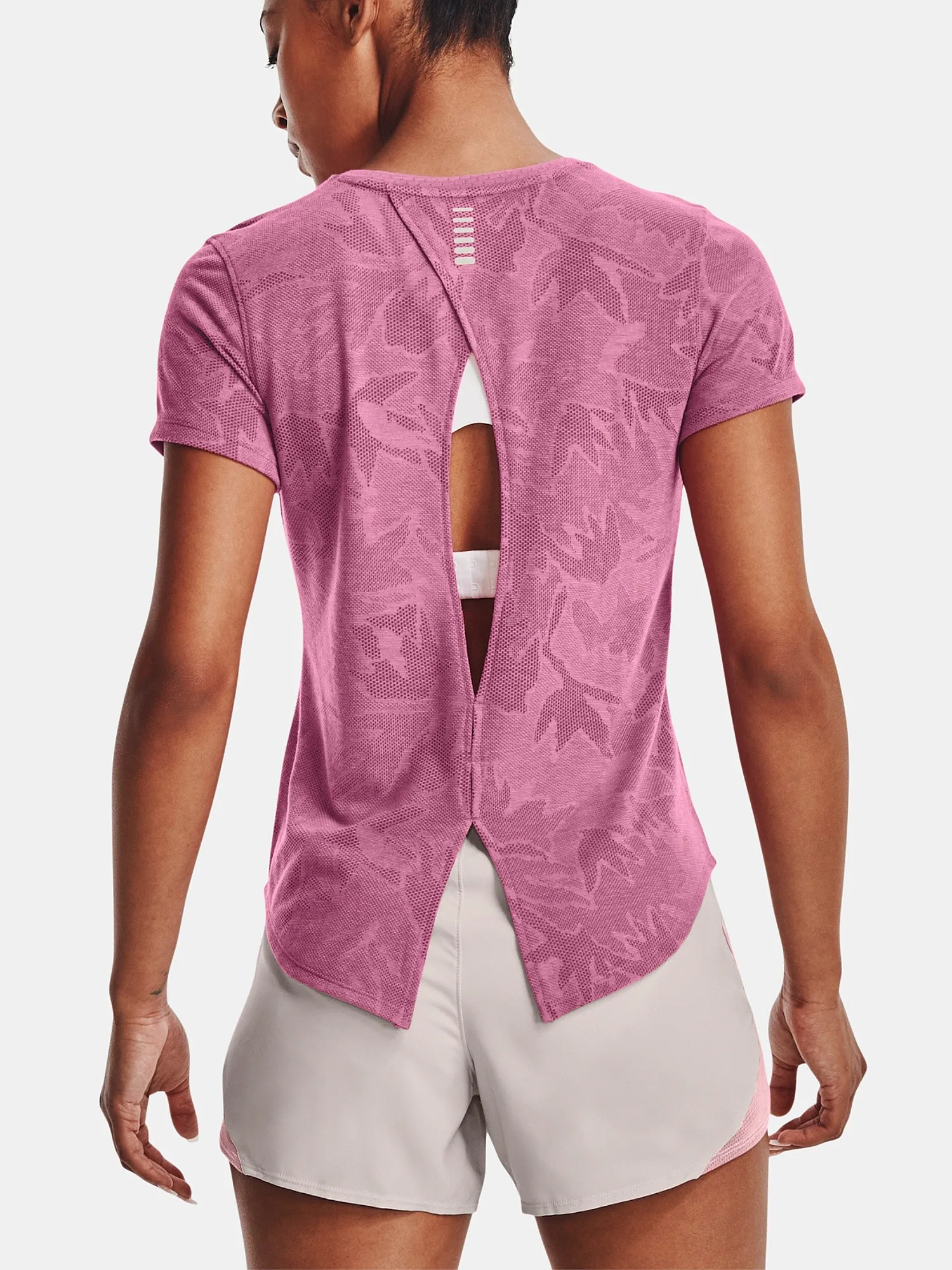 T-Shirt Under Armour Streaker SnowCloud - Pace Pink/Reflective - women´s