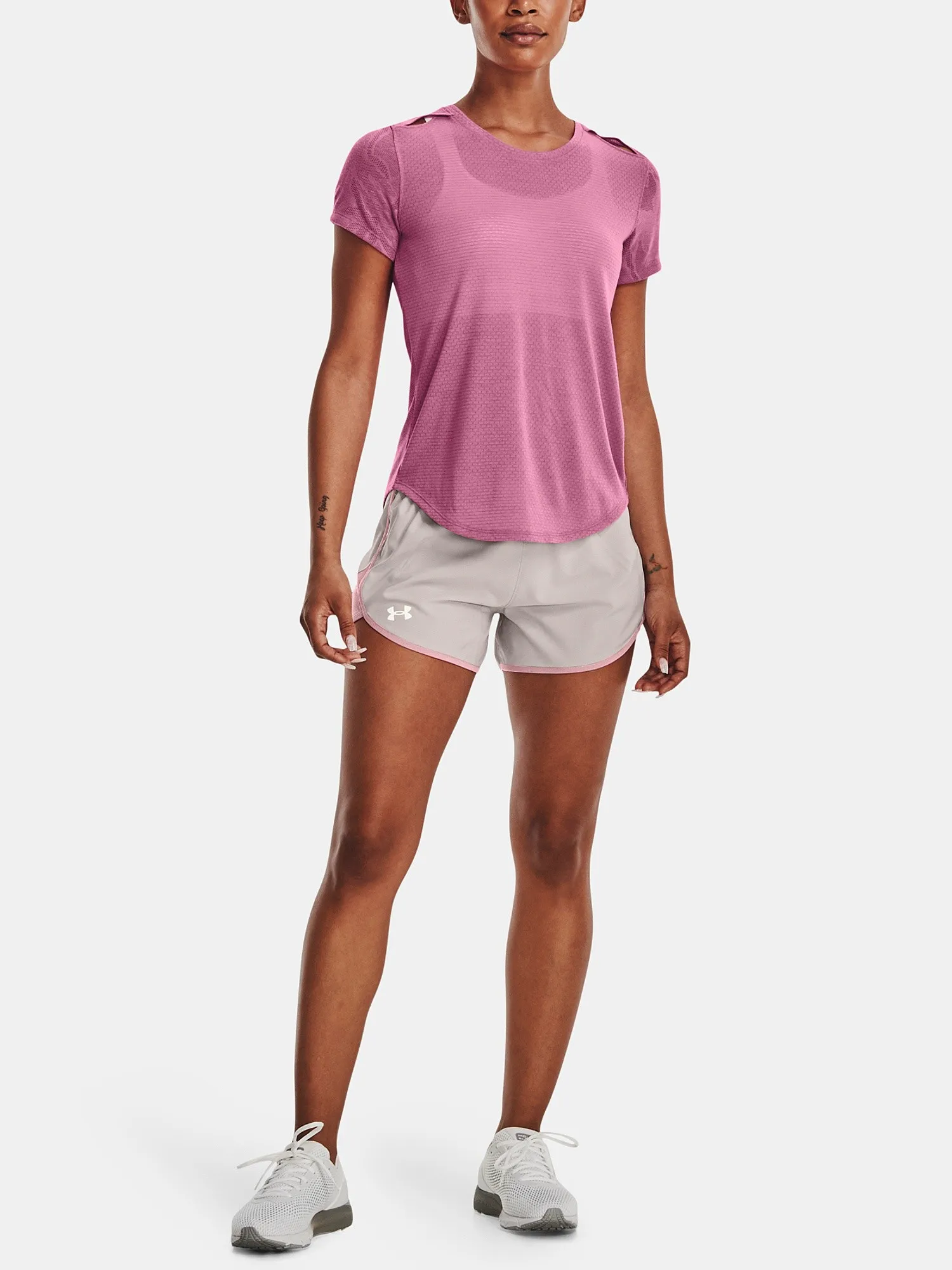 T-Shirt Under Armour Streaker SnowCloud - Pace Pink/Reflective - women´s