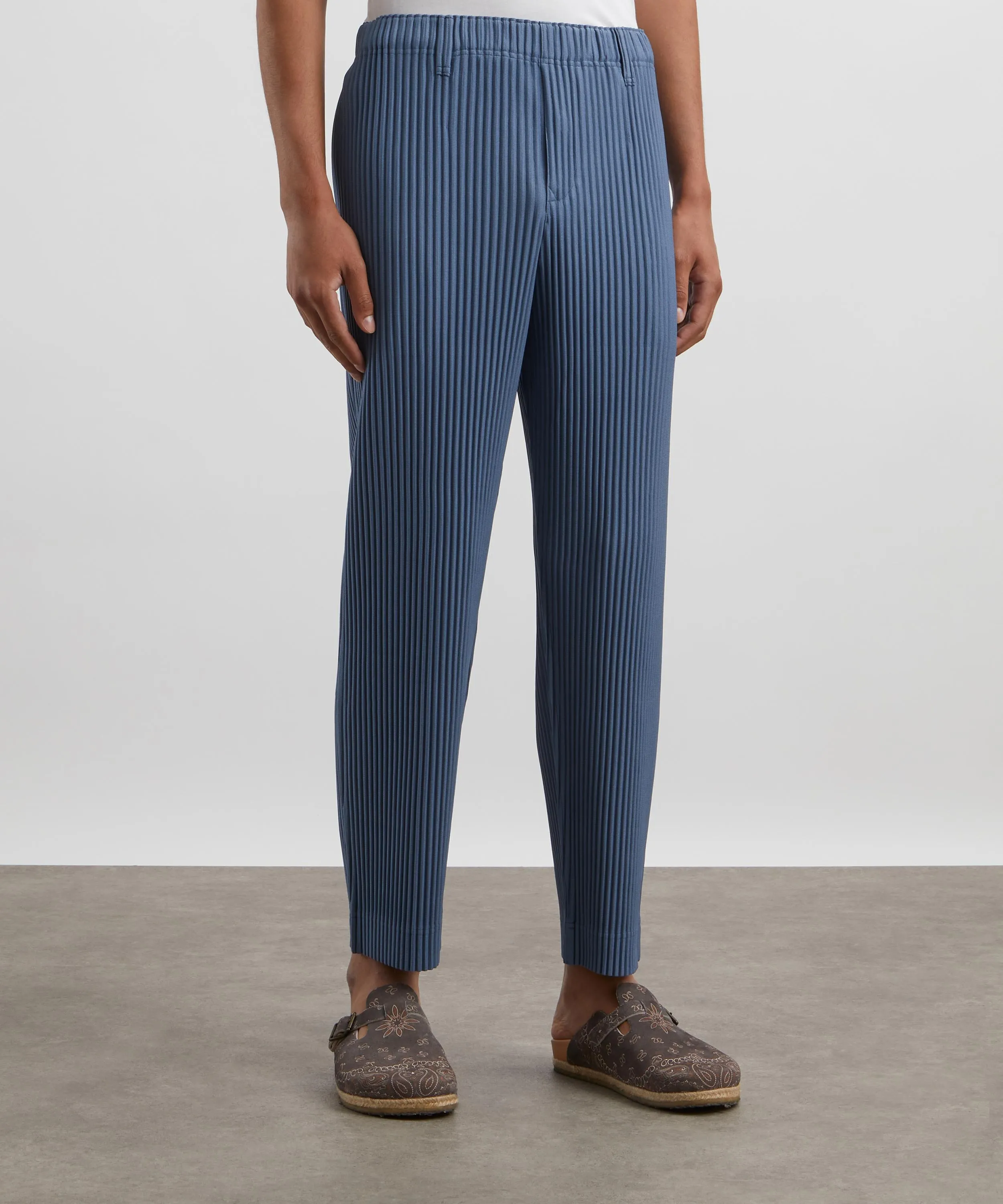 TAILORED PLEATS 1 Blue Grey Straight Leg Trousers