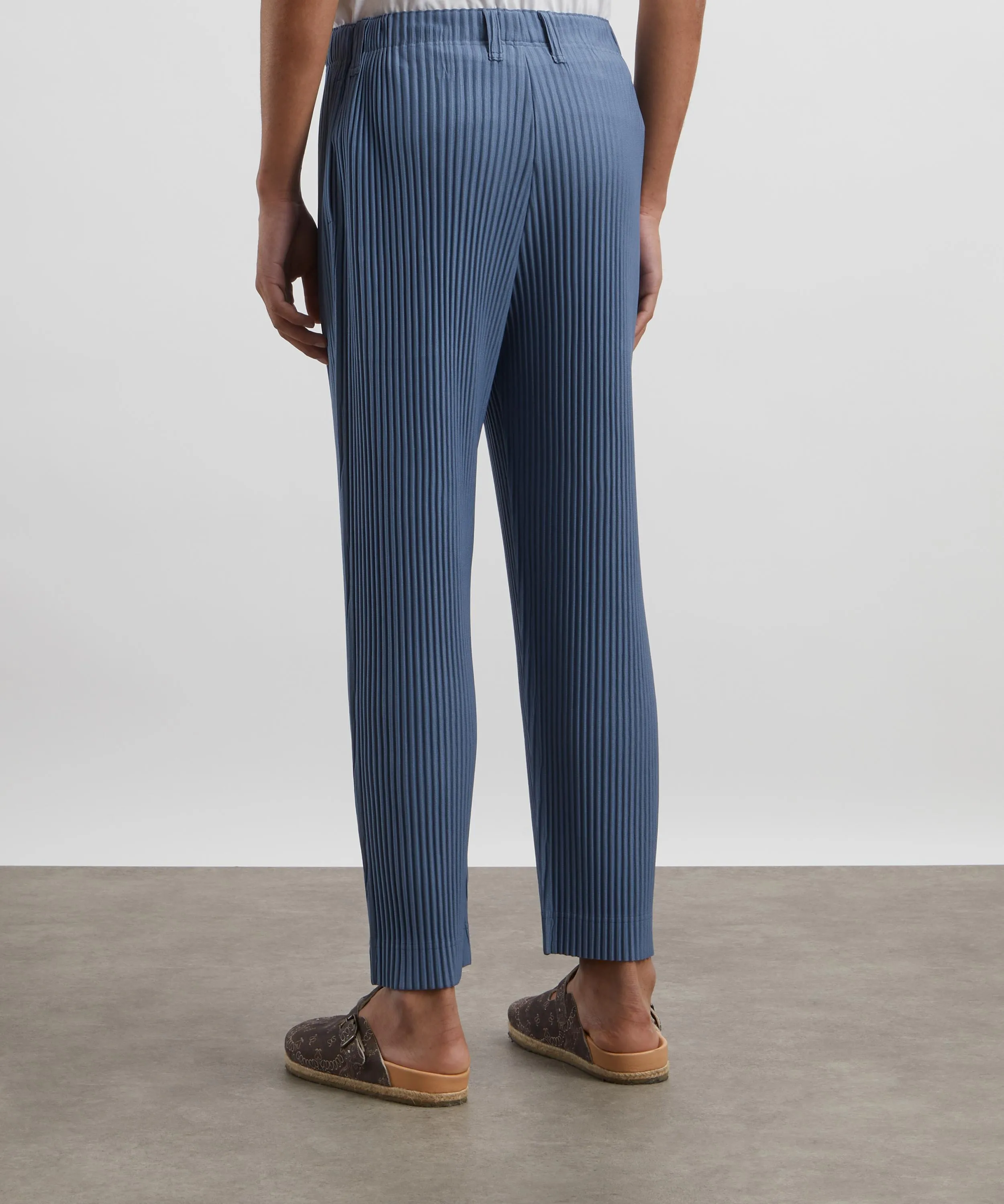 TAILORED PLEATS 1 Blue Grey Straight Leg Trousers