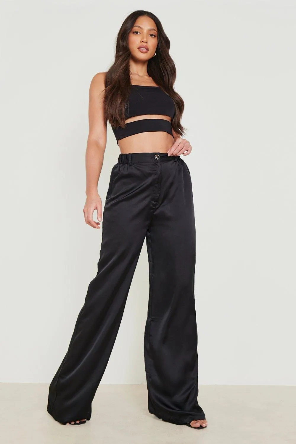 Tall Satin Wide Leg Trousers