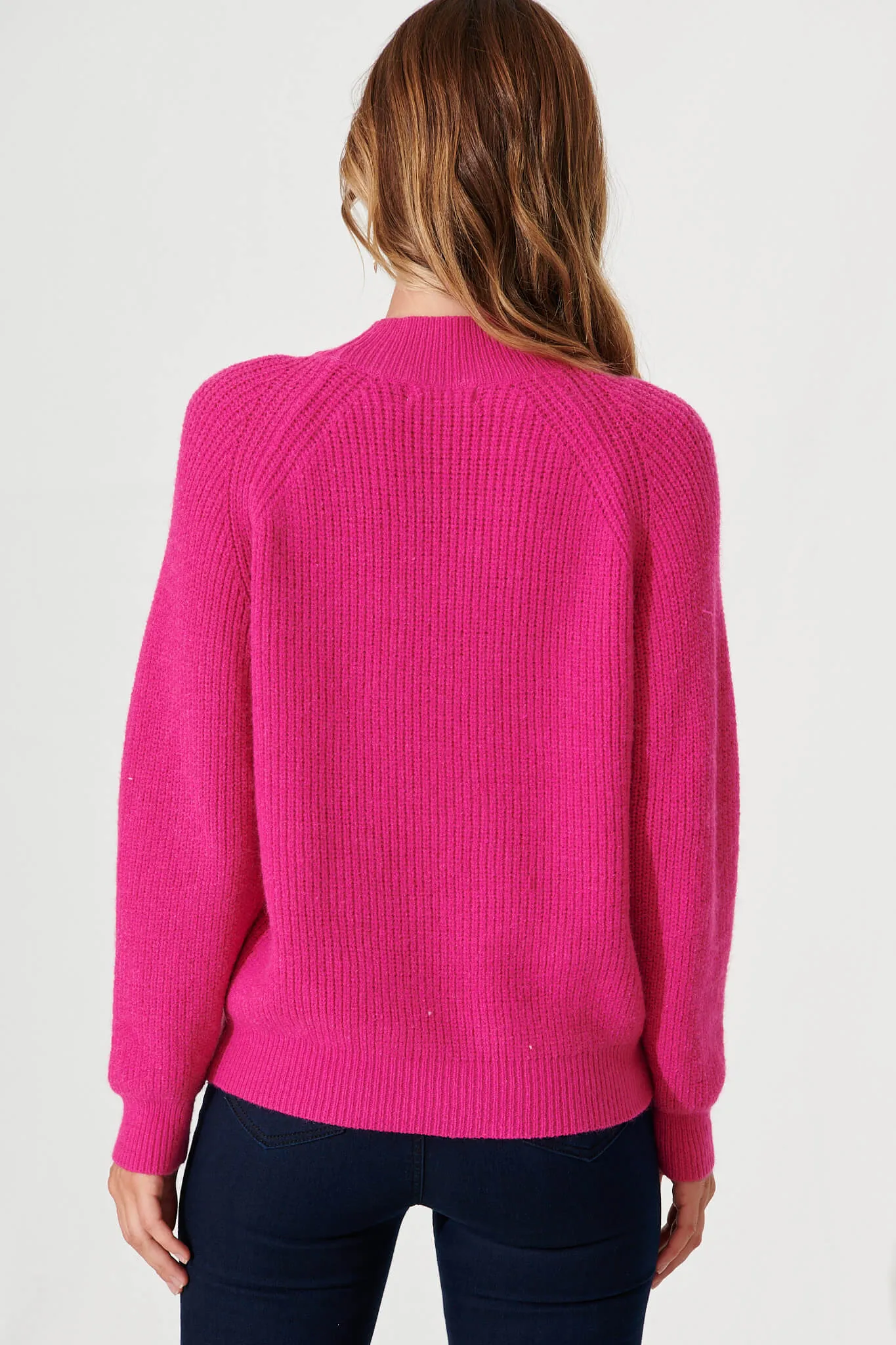 Tasmin Knit In Fuchsia Wool Blend