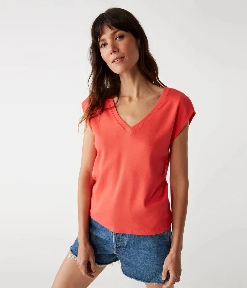 Tati V-Neck Power Shoulder