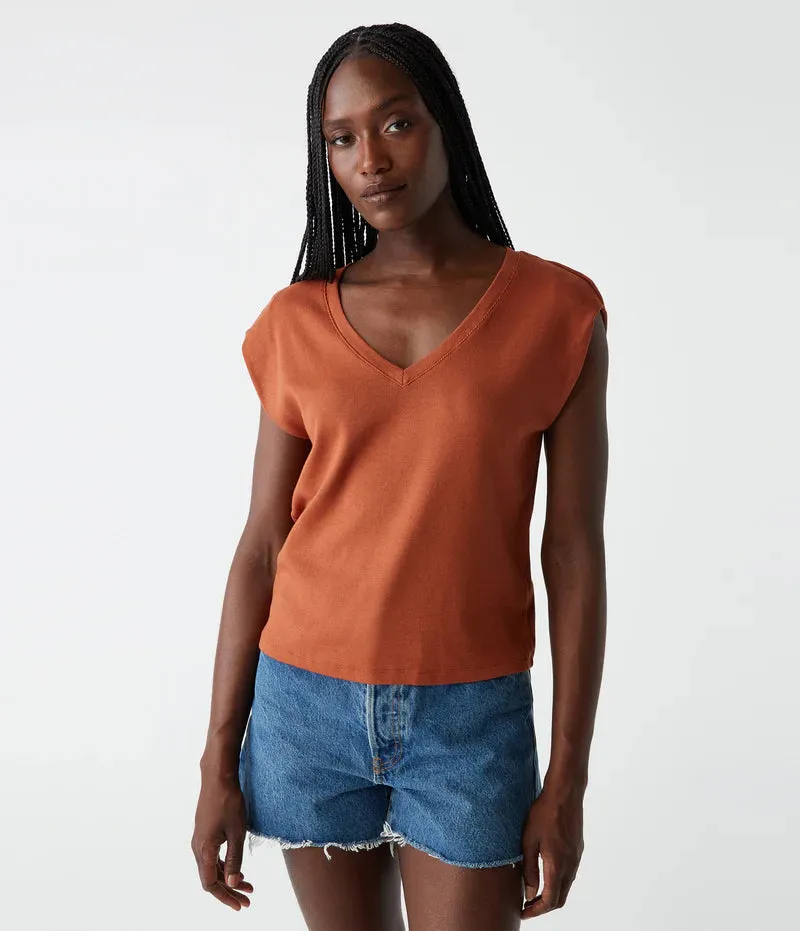 Tati V-Neck Power Shoulder