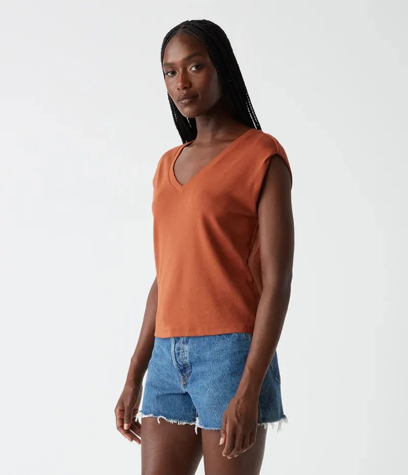 Tati V-Neck Power Shoulder