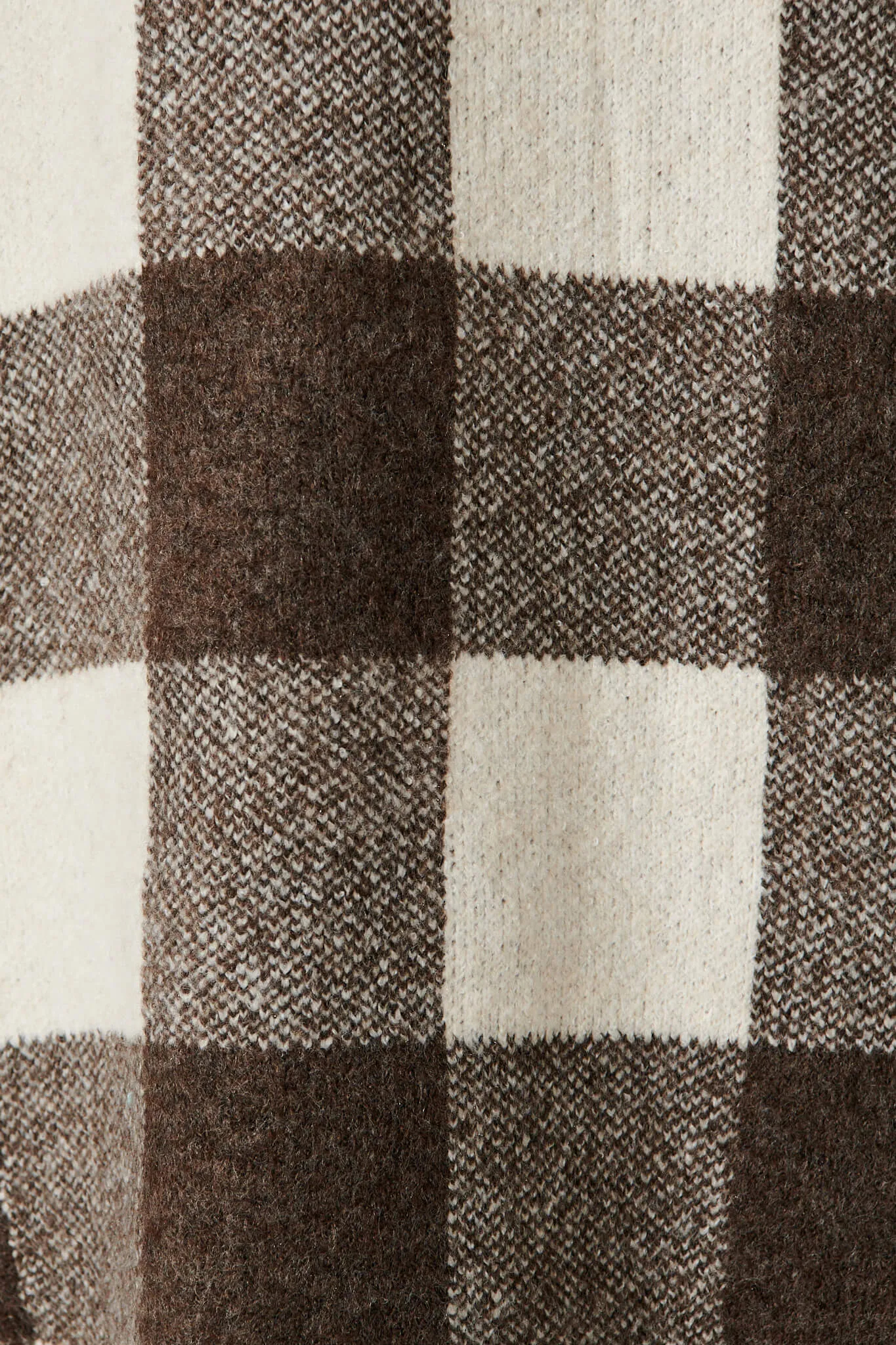 Thelma Knit Coatigan In Beige With Brown Check Wool Blend