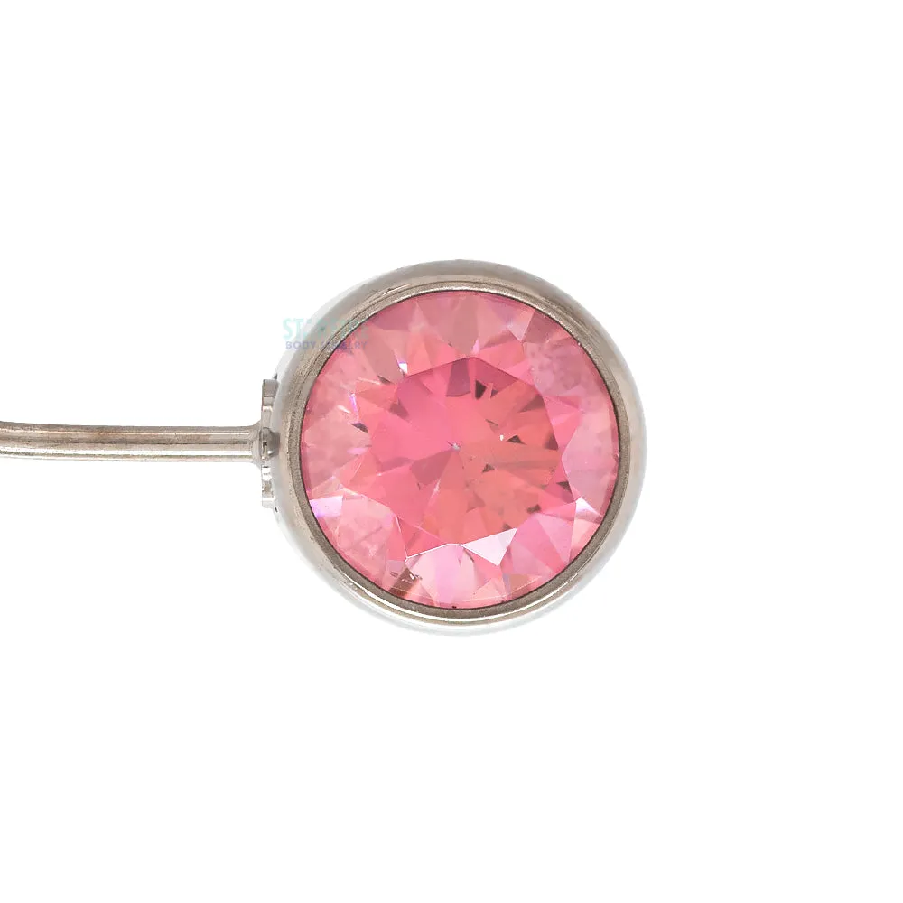 Bezel-Set Side-Set Faceted Gem End for Threadless jewelry.