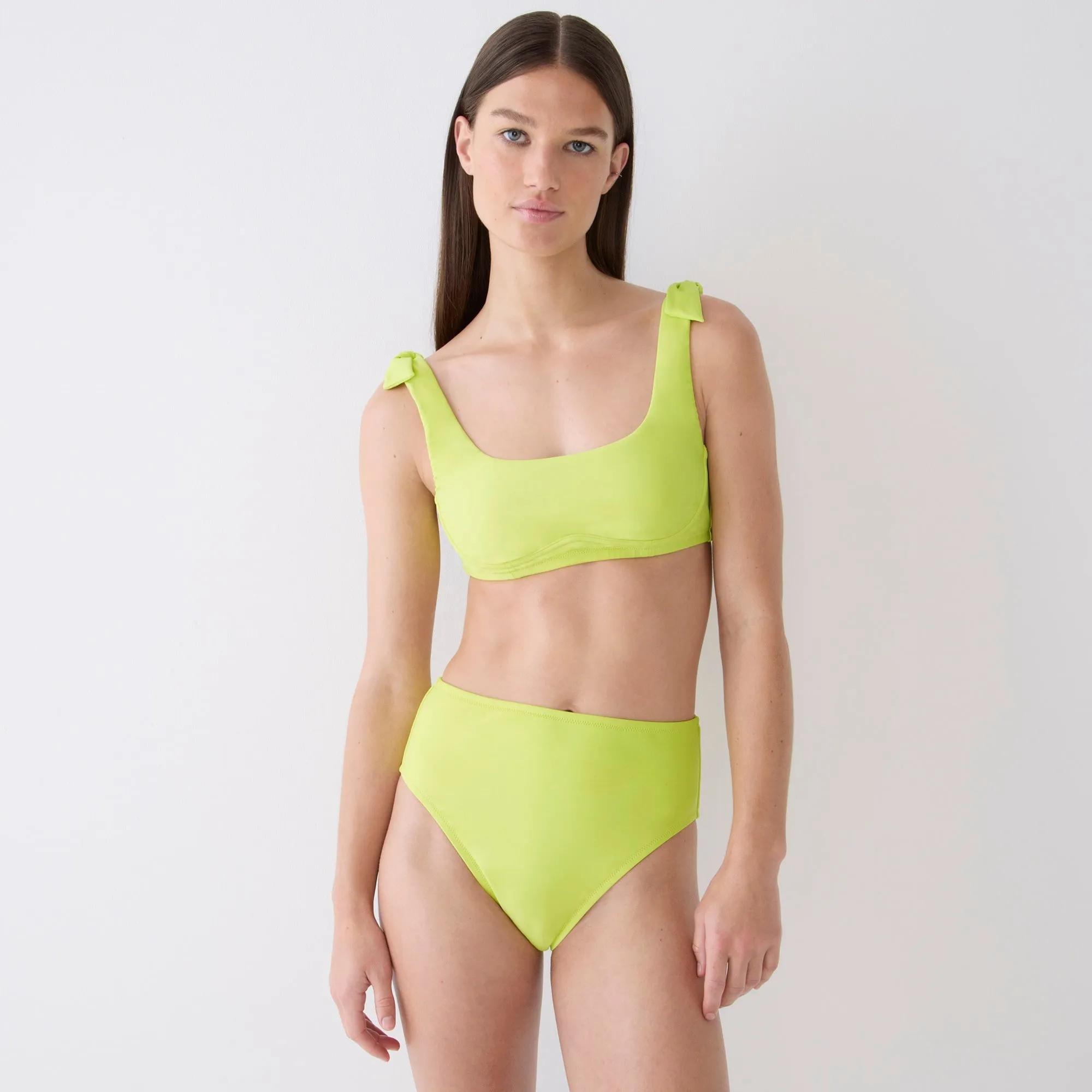 Tie-shoulder scoopneck bikini top