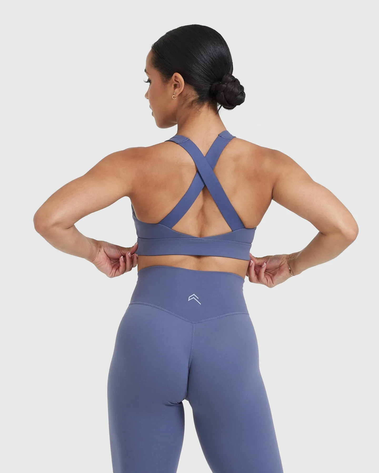 Slate Blue Timeless Wide Strap Sports Bra