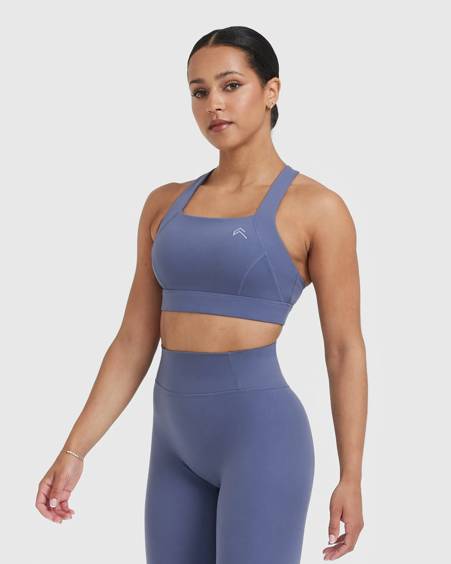 Slate Blue Timeless Wide Strap Sports Bra