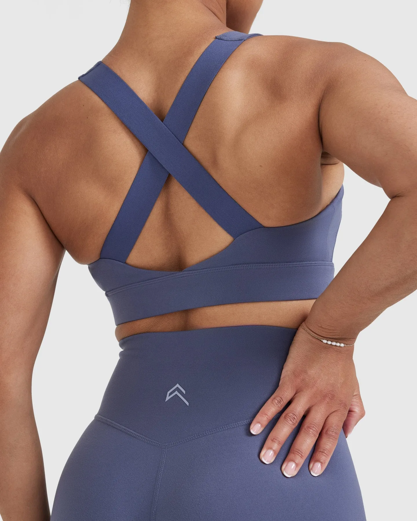 Slate Blue Timeless Wide Strap Sports Bra