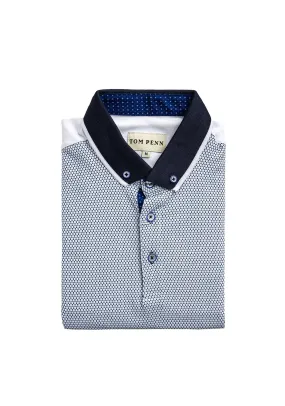 Tom Penn Geo Print Polo Shirt, Blue