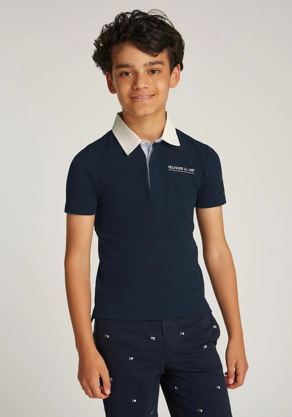 Tommy Hilfiger Boy Short Sleeve Polo Top, Navy