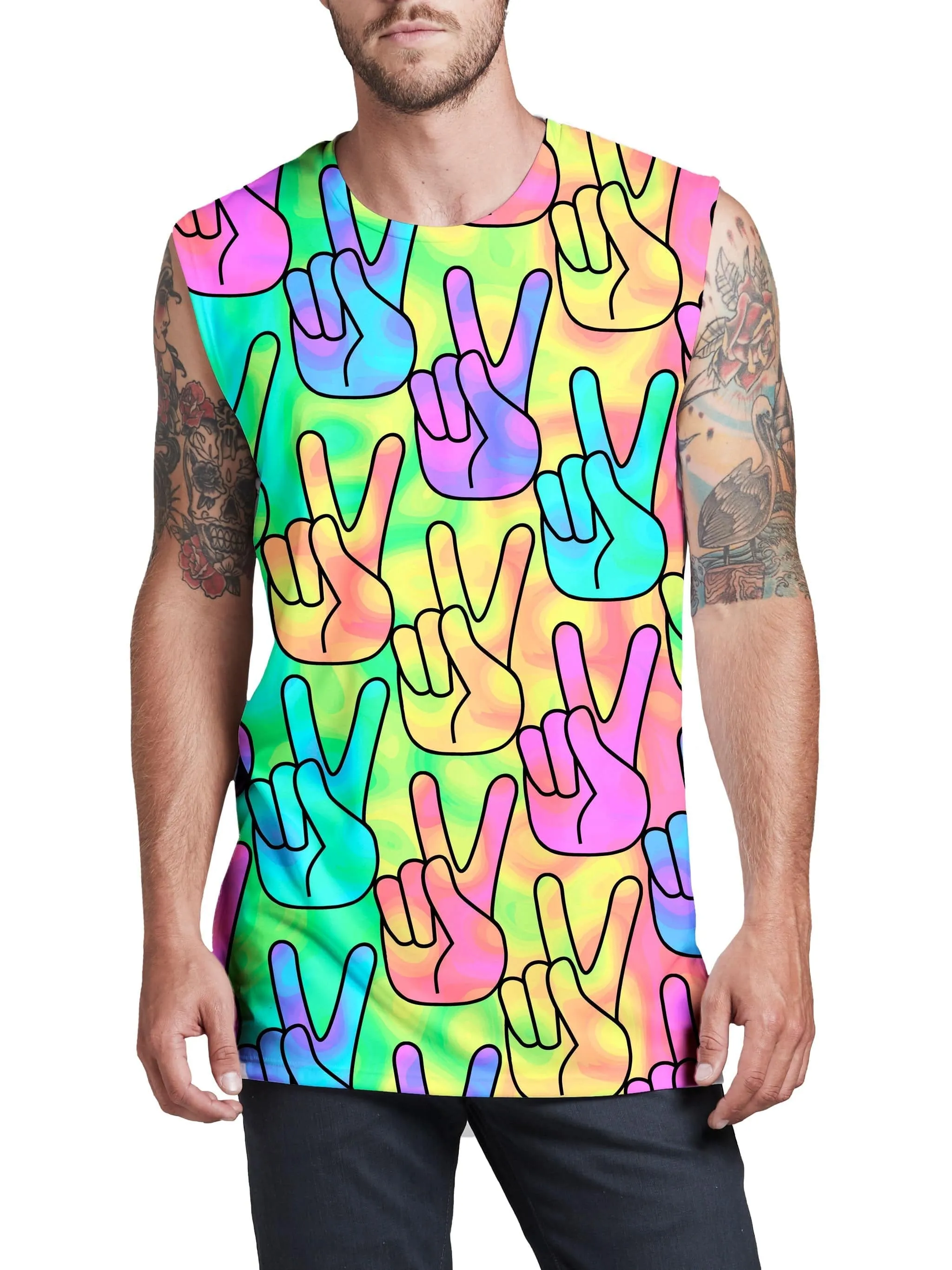 Trippy Peace Signs Men's Muscle Tank