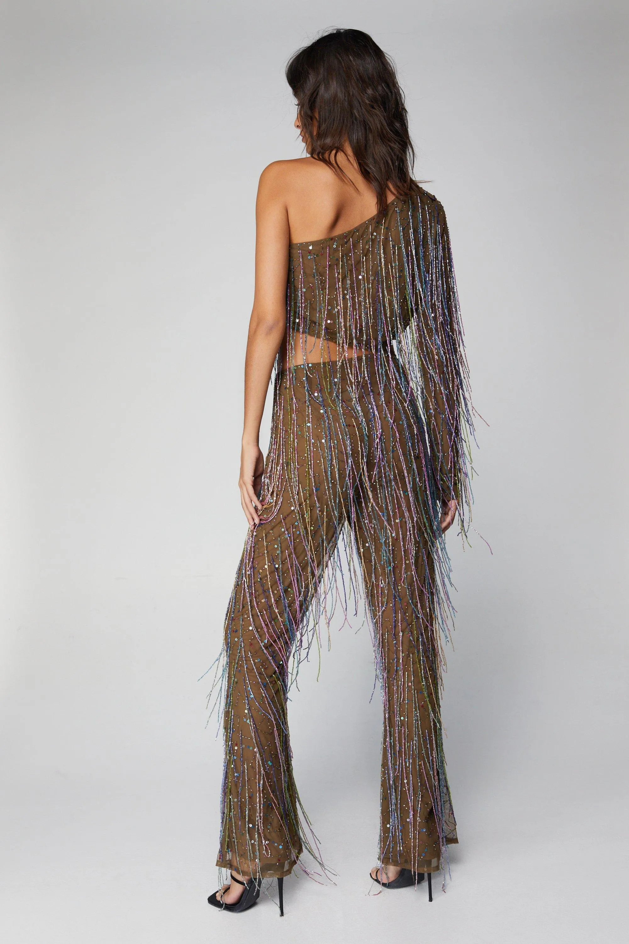 Trousers Tassel Beaded Flare Trousers NastyGal