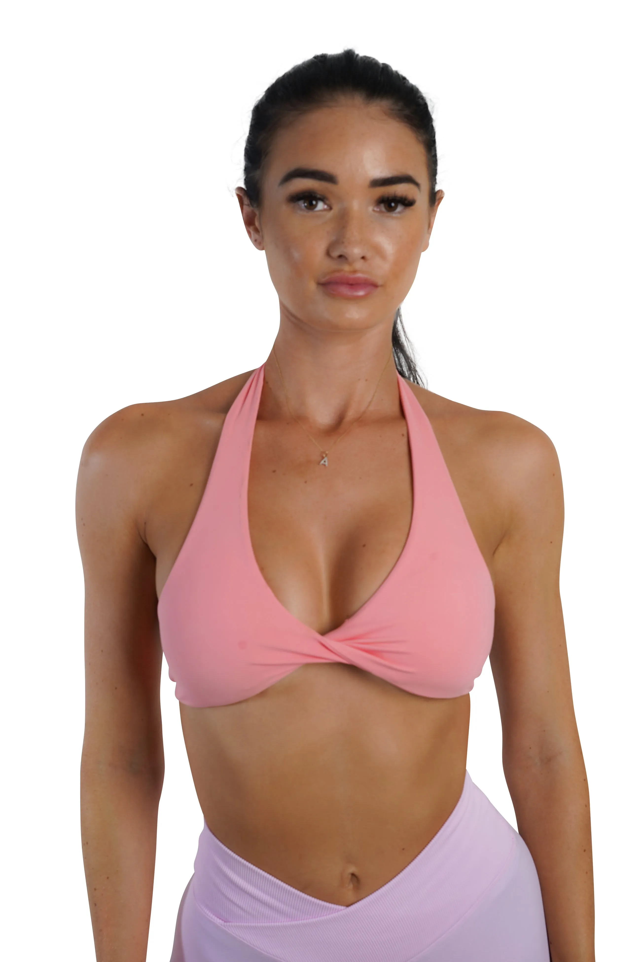 Twist Halter Bra - Peach