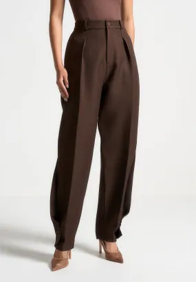 Twist Leg Tailored Trousers - Brown