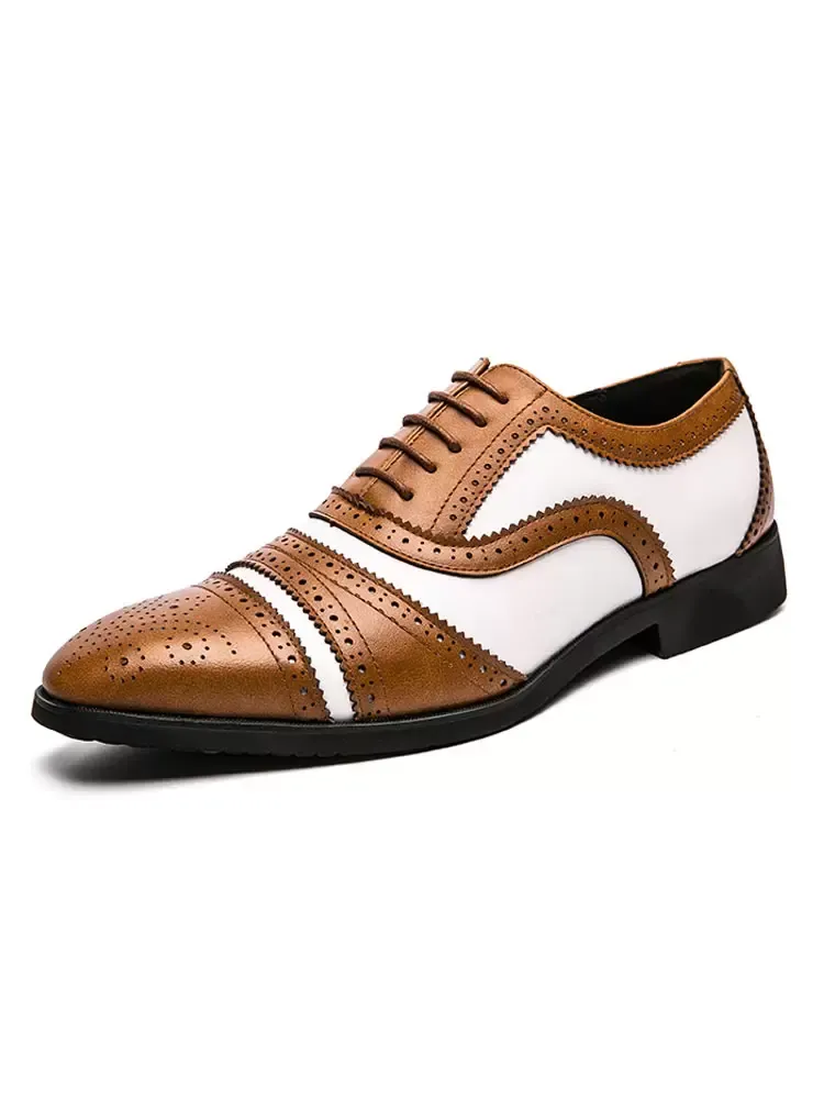 Two Tone Brown Brogue Oxfords for Wedding Dress and Prom