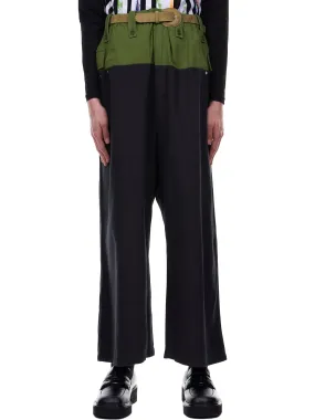 Two Tone Wide Trousers (10-PANTS-BLACK-GREEN)