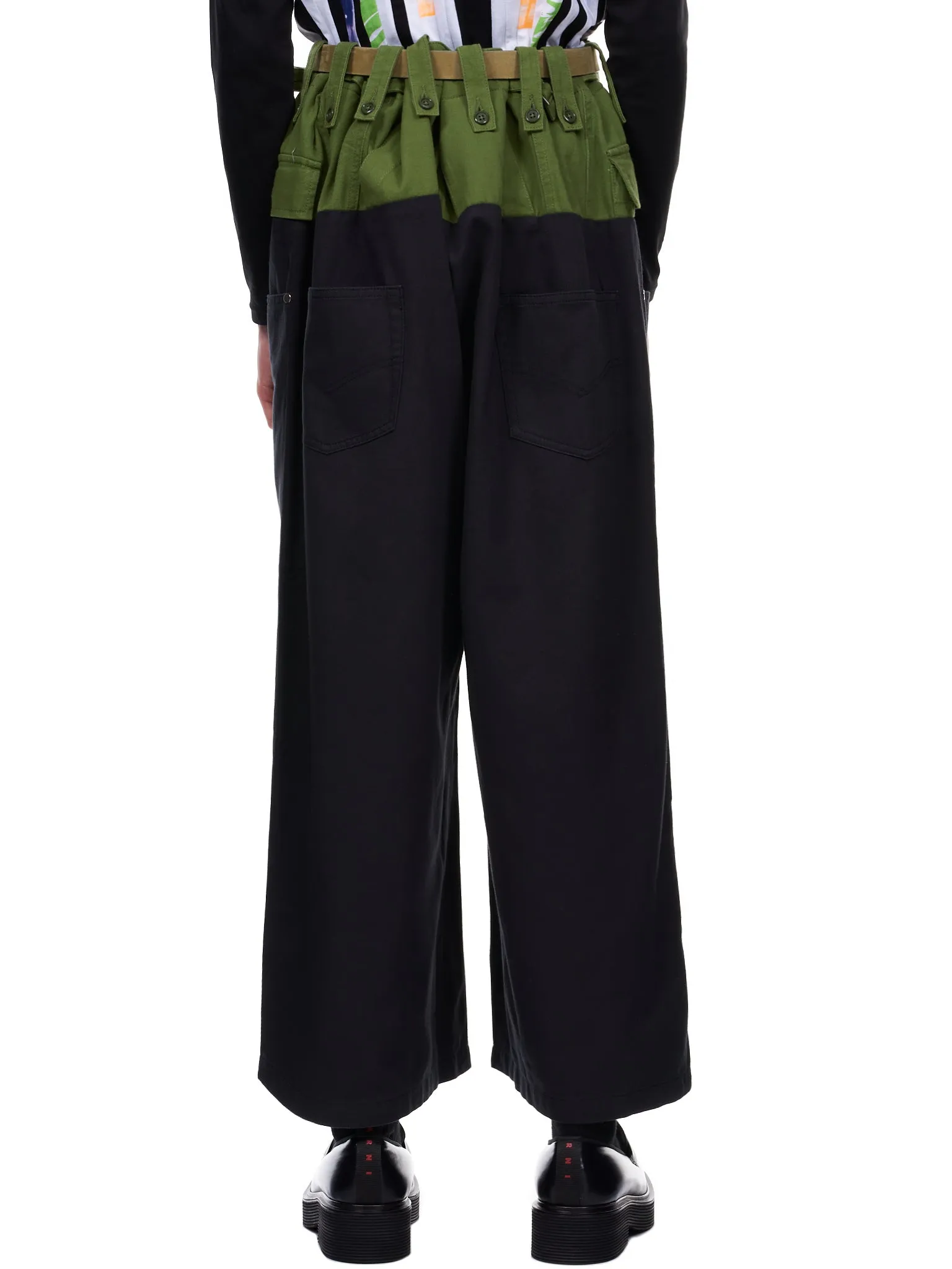 Two Tone Wide Trousers (10-PANTS-BLACK-GREEN)