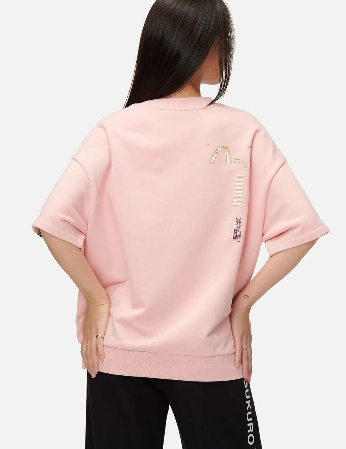 Ukiyo-E Infused Logo Embroidered Short Sleeve Sweatshirt