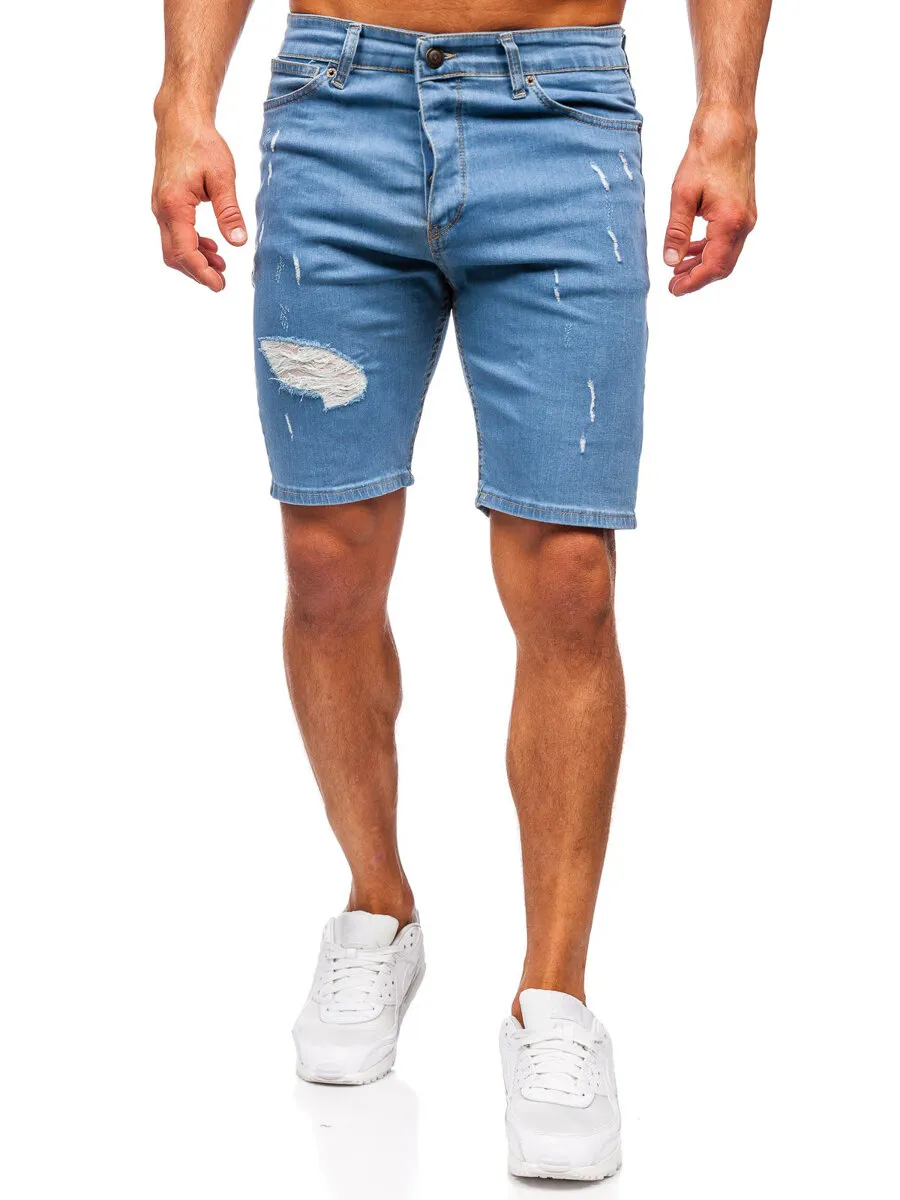 Mens Dark Blue Jeans Shorts Bolf 0429