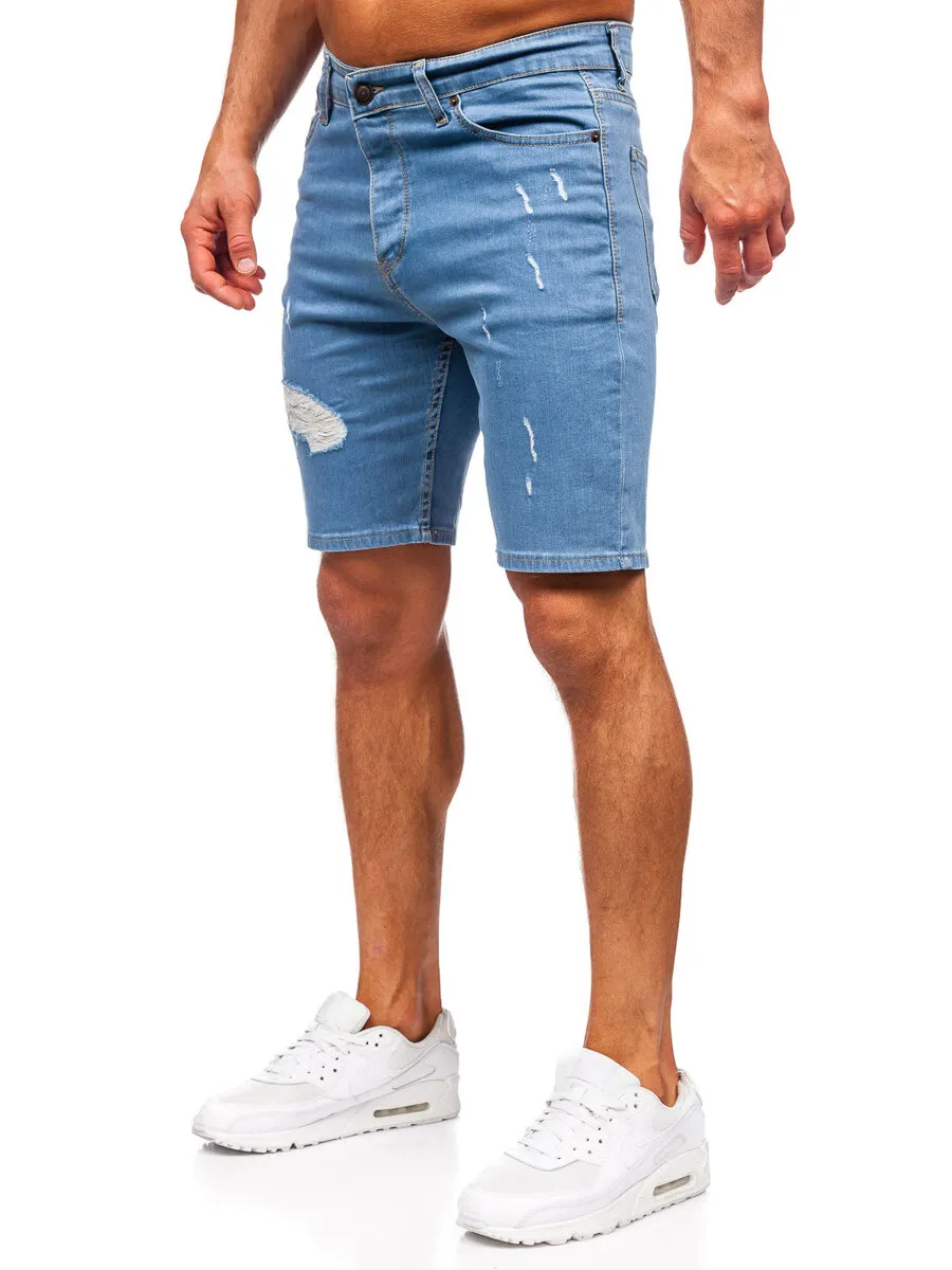 Mens Dark Blue Jeans Shorts Bolf 0429